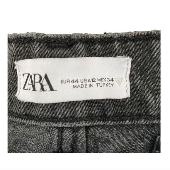 NWT ZARA HI-RISE SPLIT SLIM FIT JEANS BLACK SIZE 12 - Picture 5 of 10